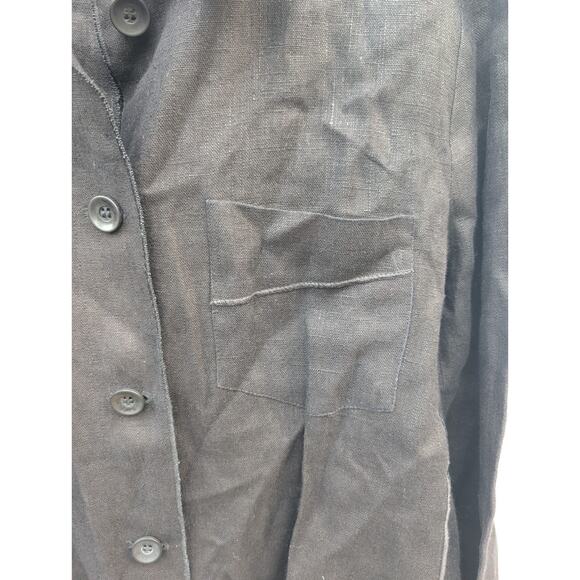Harve Benard By Benard Holtzman Womens Linen Button Down Shirt L/XL Exposed Seam - Picture 3 of 6